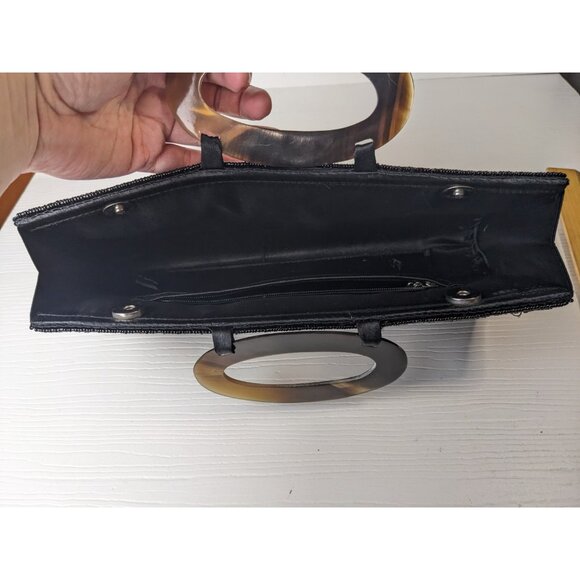 MAD BAGS shell tiles and glass bead evening purse lucite handle as is - Picture 13 of 16